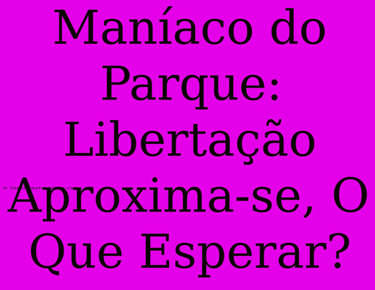 Maníaco Do Parque: Libertação Aproxima-se, O Que Esperar?