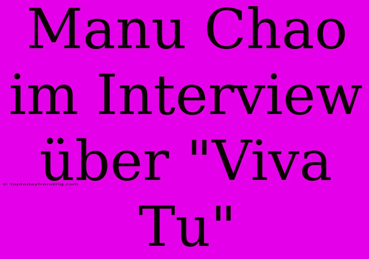 Manu Chao Im Interview Über 