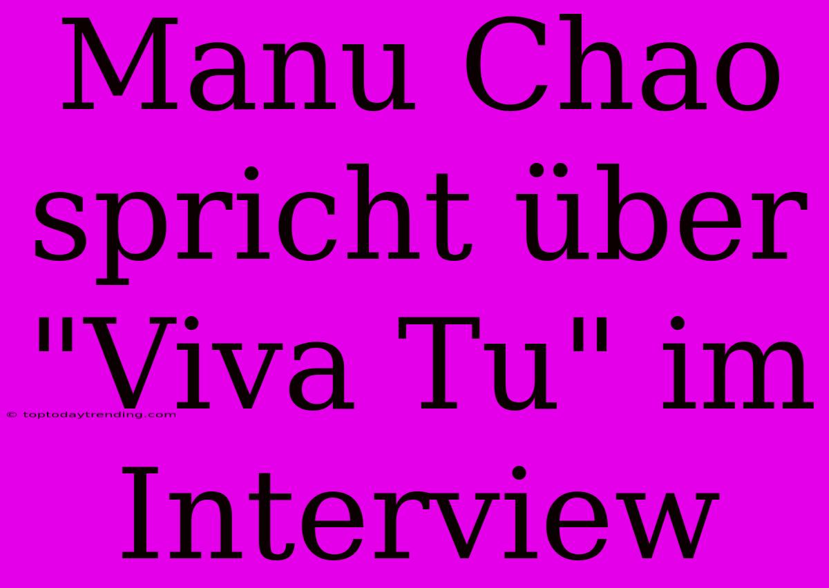 Manu Chao Spricht Über 