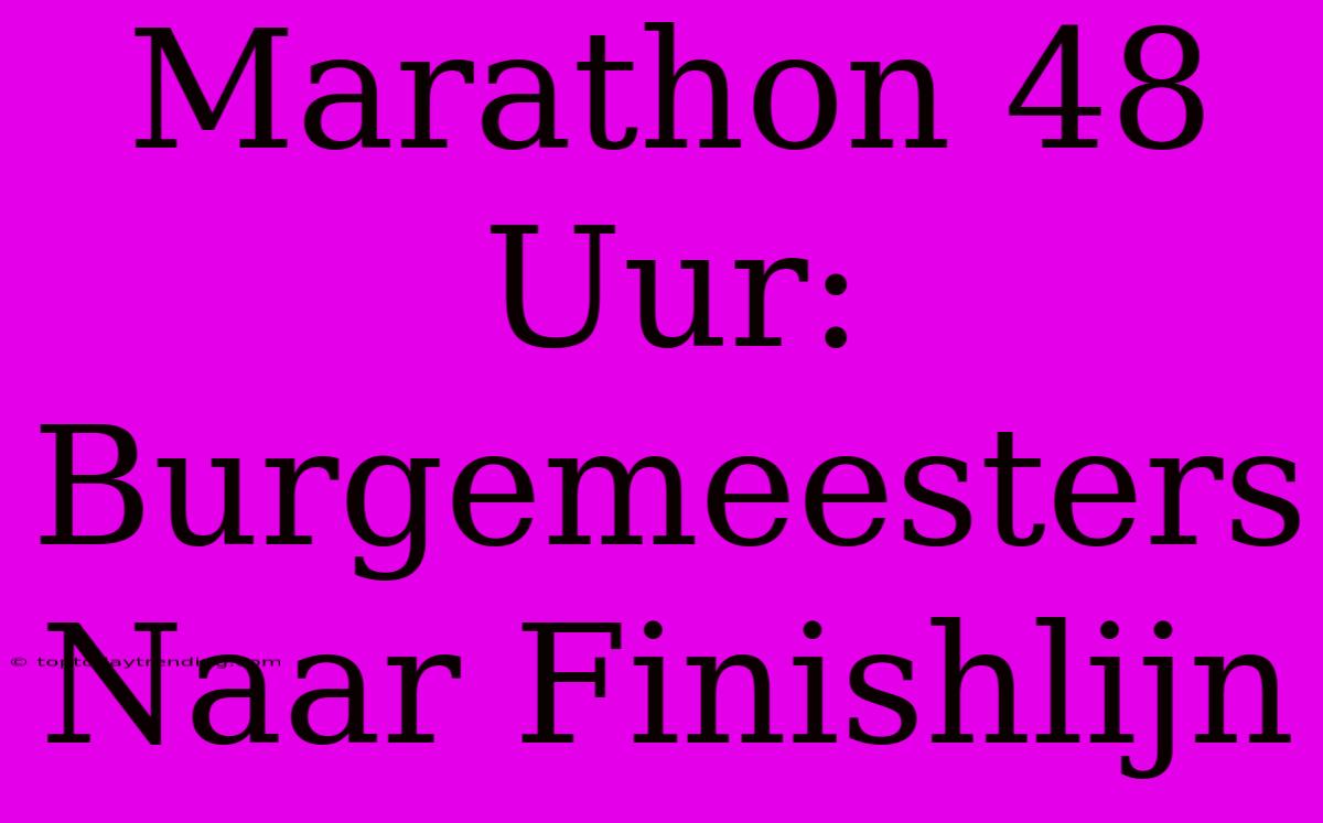 Marathon 48 Uur: Burgemeesters Naar Finishlijn