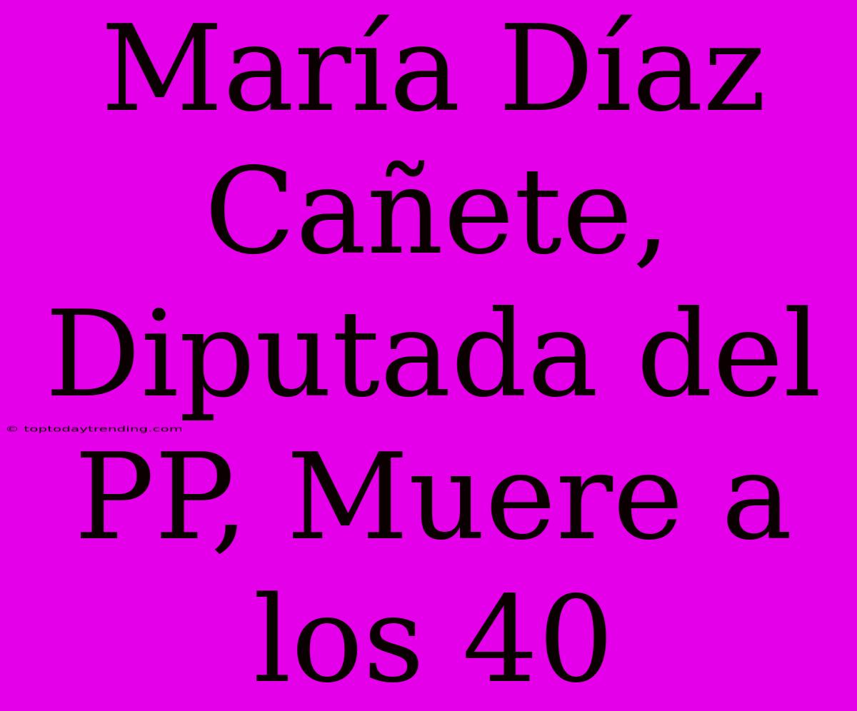 María Díaz Cañete, Diputada Del PP, Muere A Los 40