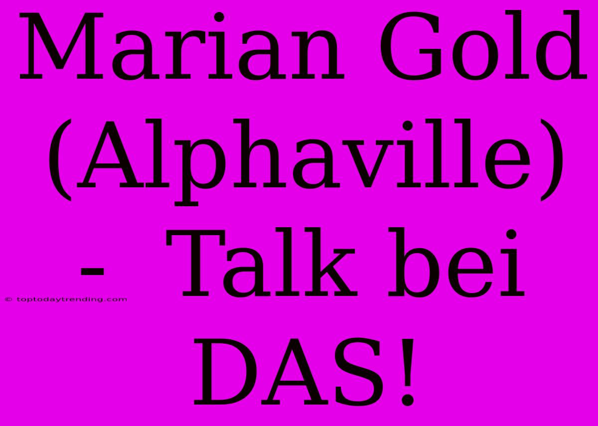 Marian Gold (Alphaville) -  Talk Bei DAS!