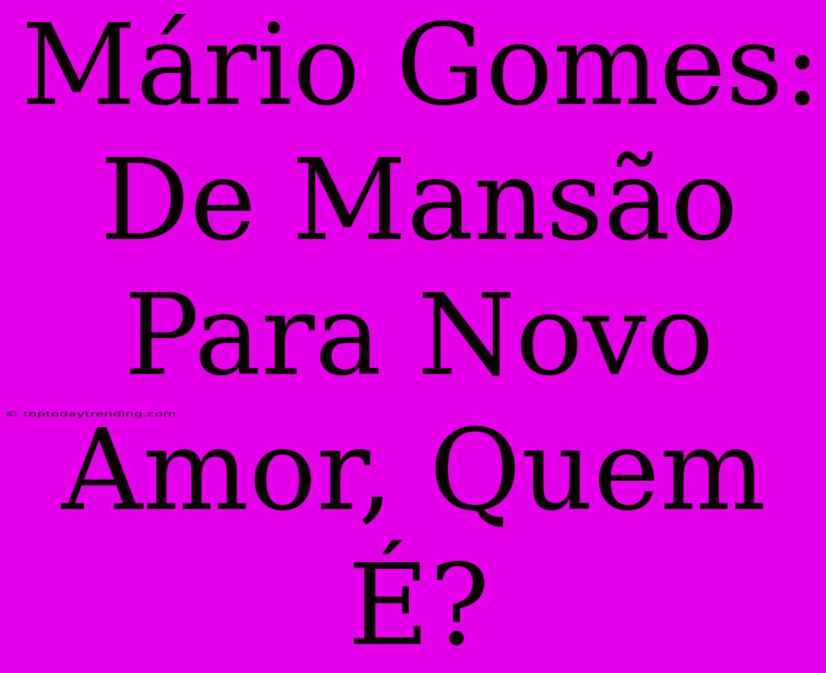 Mário Gomes: De Mansão Para Novo Amor, Quem É?