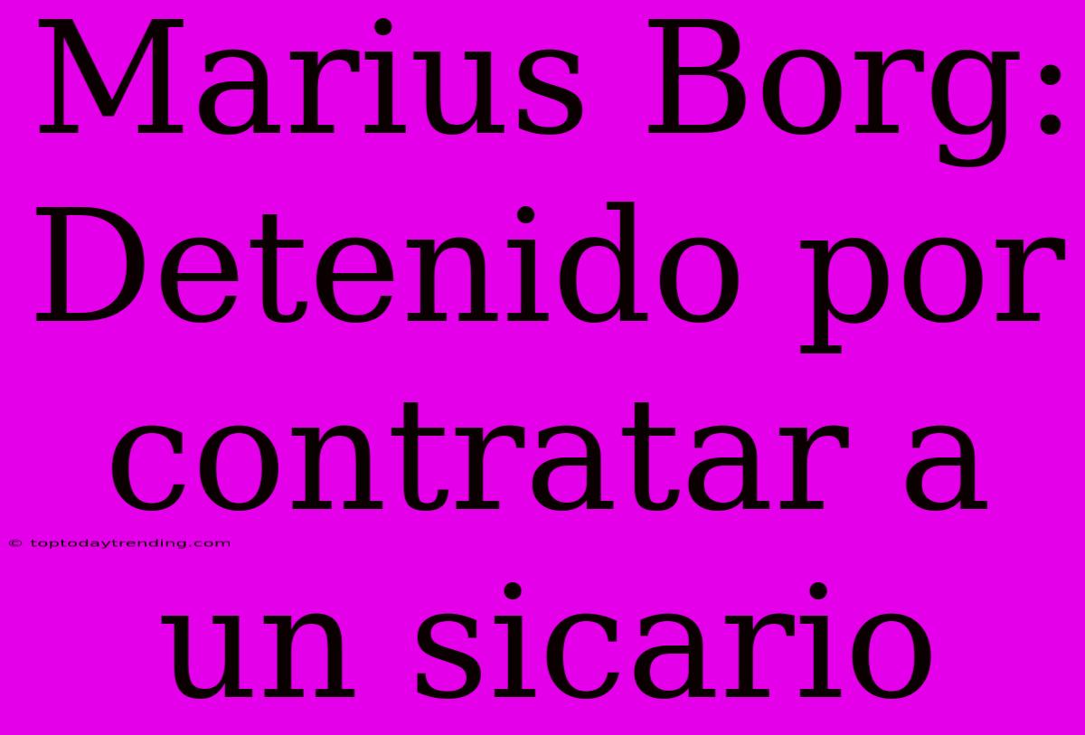 Marius Borg: Detenido Por Contratar A Un Sicario