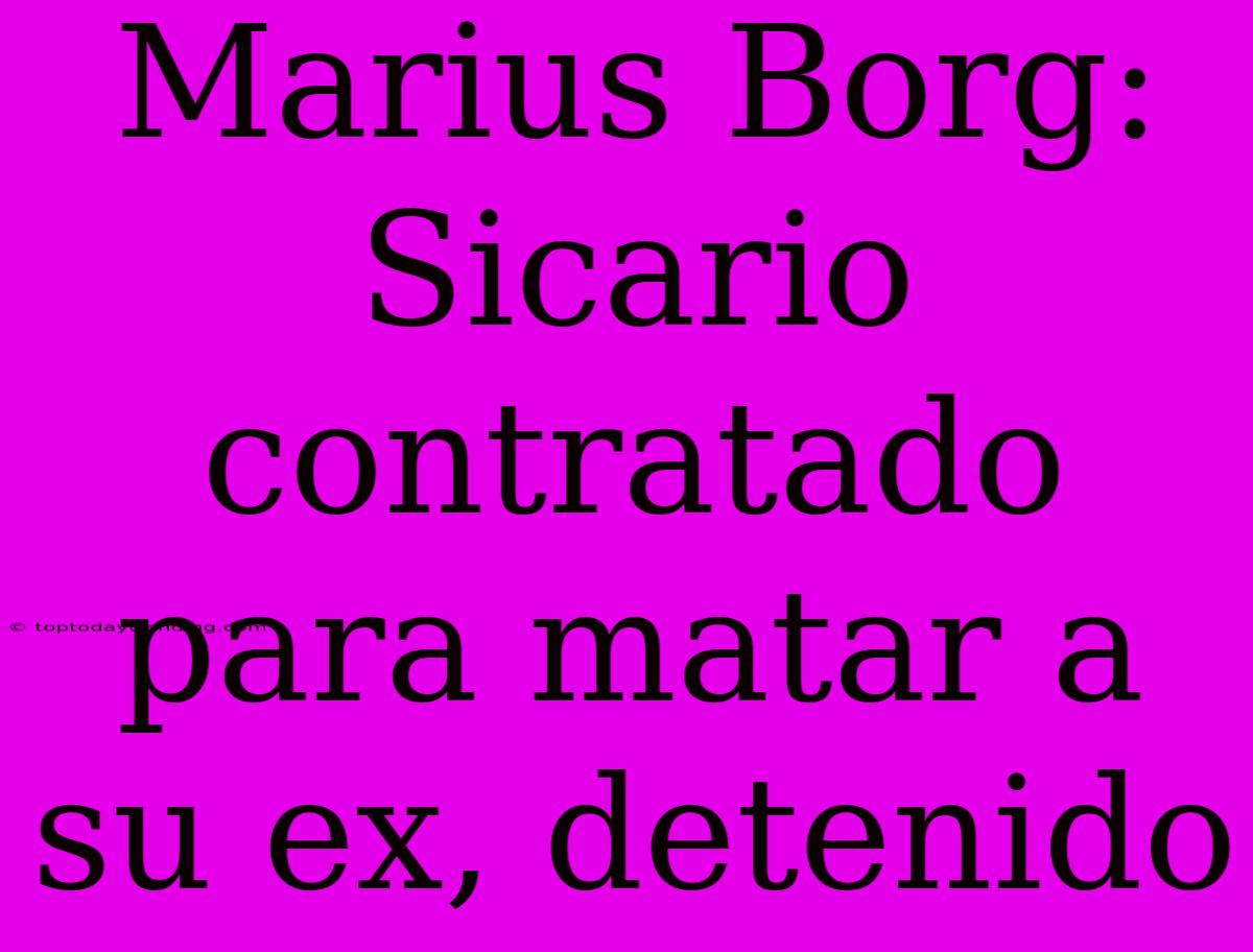 Marius Borg: Sicario Contratado Para Matar A Su Ex, Detenido