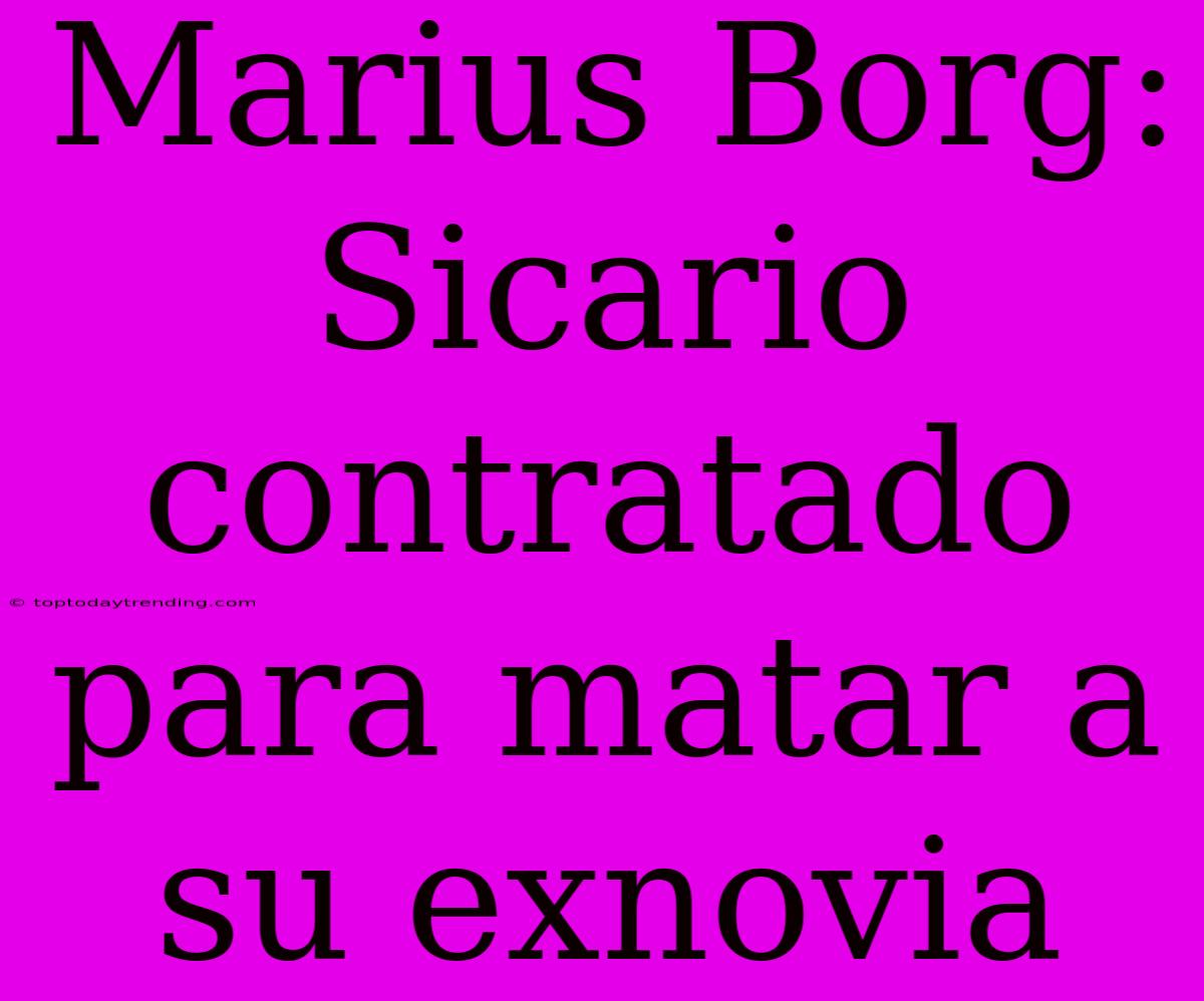 Marius Borg: Sicario Contratado Para Matar A Su Exnovia