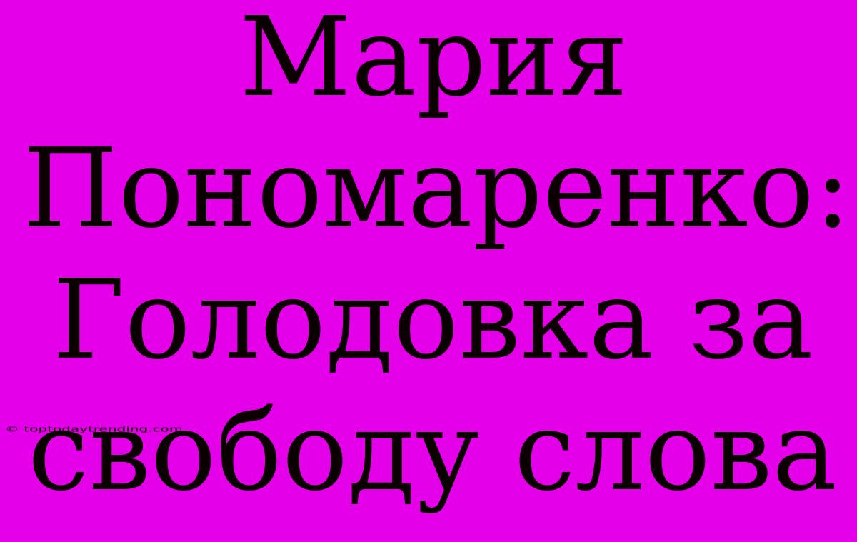 Мария Пономаренко:  Голодовка За Свободу Слова