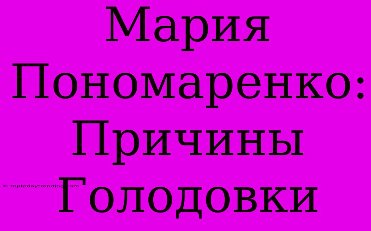 Мария Пономаренко: Причины Голодовки