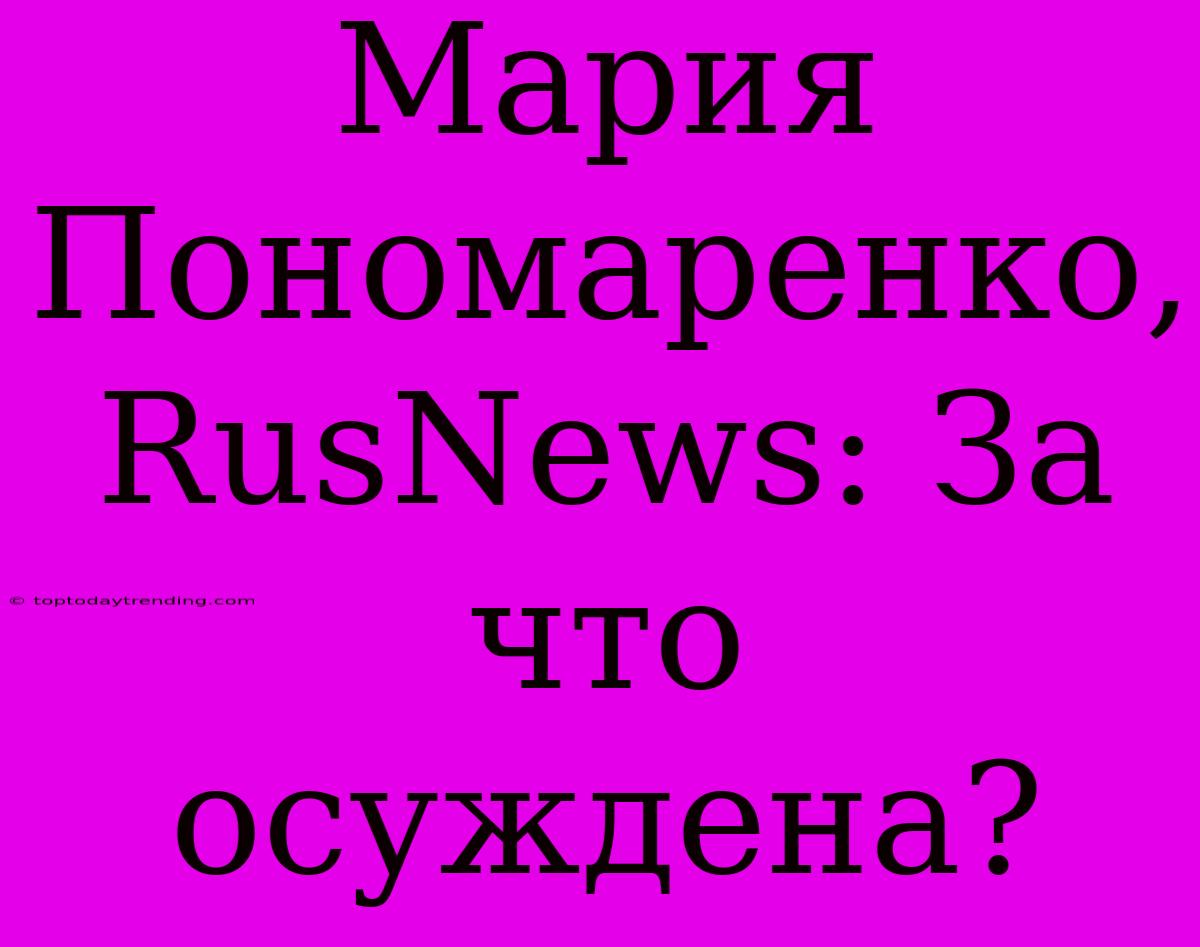 Мария Пономаренко, RusNews: За Что Осуждена?