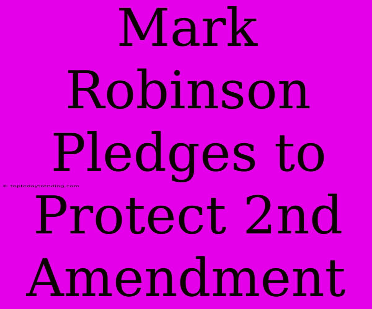 Mark Robinson Pledges To Protect 2nd Amendment