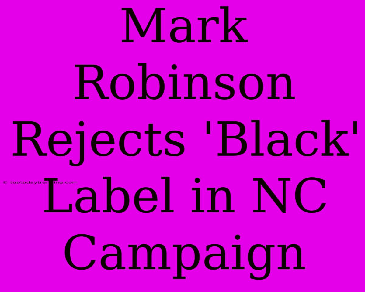 Mark Robinson Rejects 'Black' Label In NC Campaign