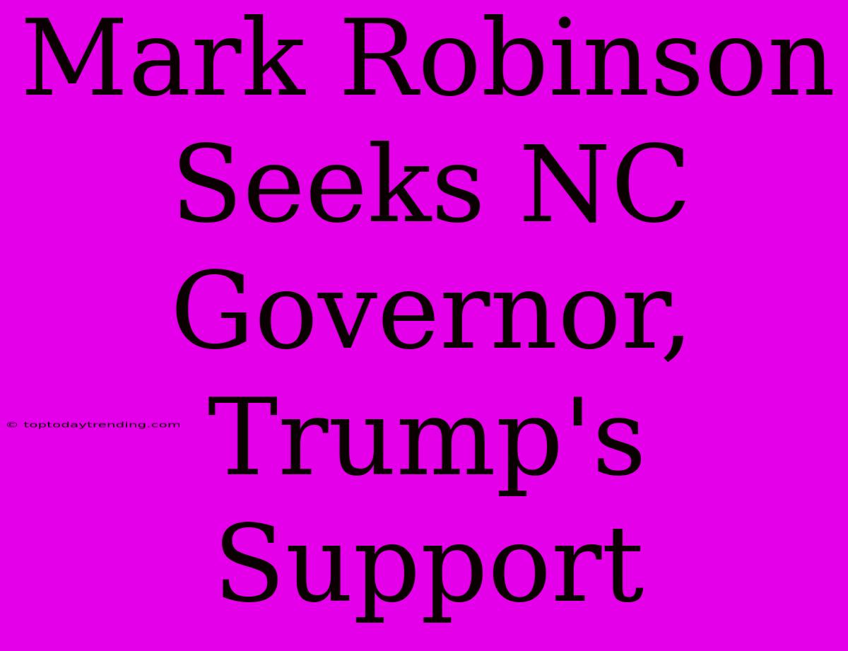 Mark Robinson Seeks NC Governor, Trump's Support