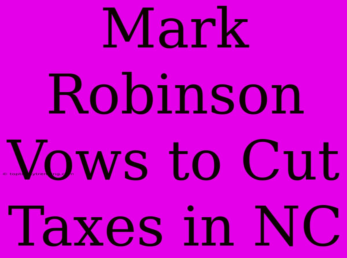 Mark Robinson Vows To Cut Taxes In NC