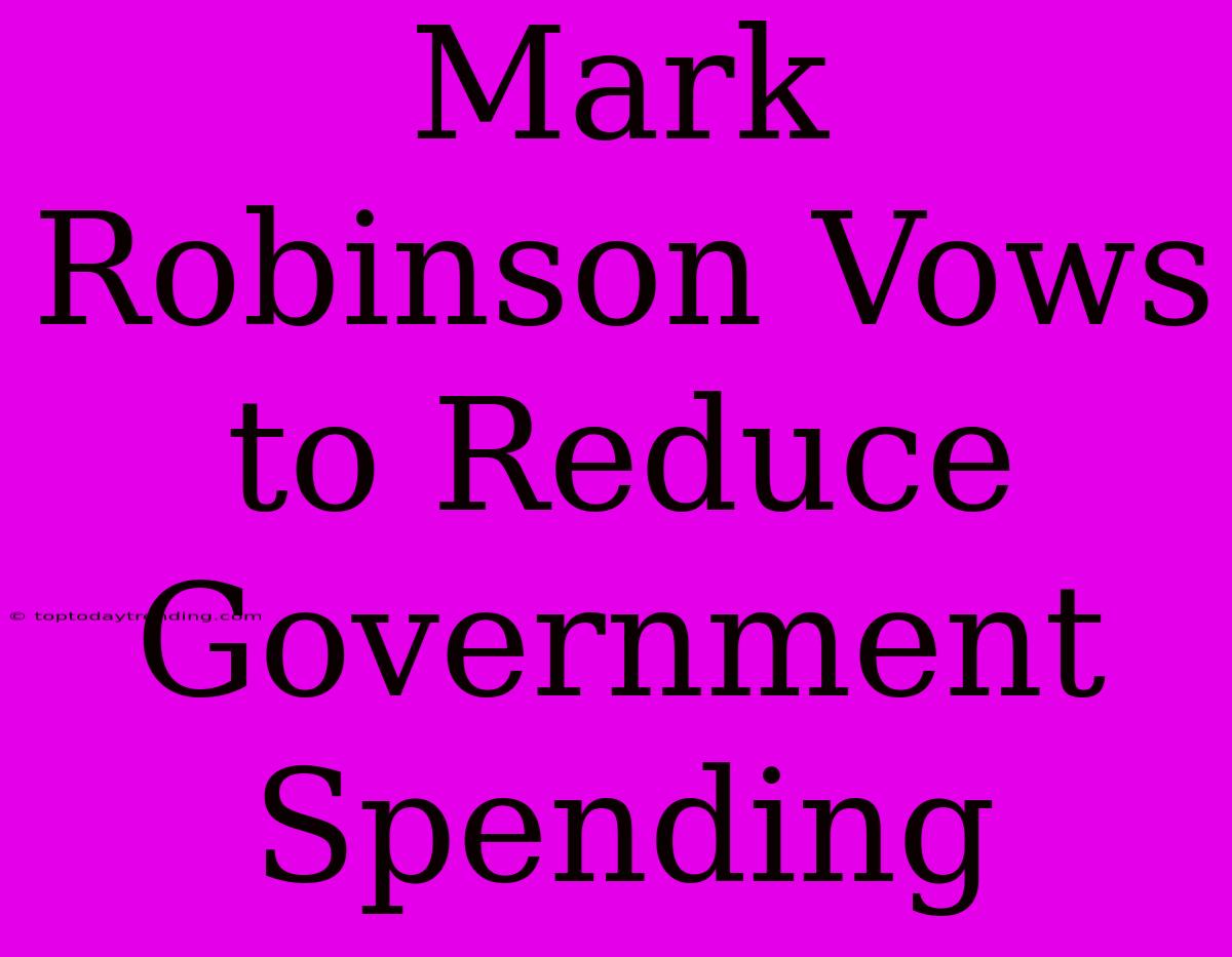 Mark Robinson Vows To Reduce Government Spending