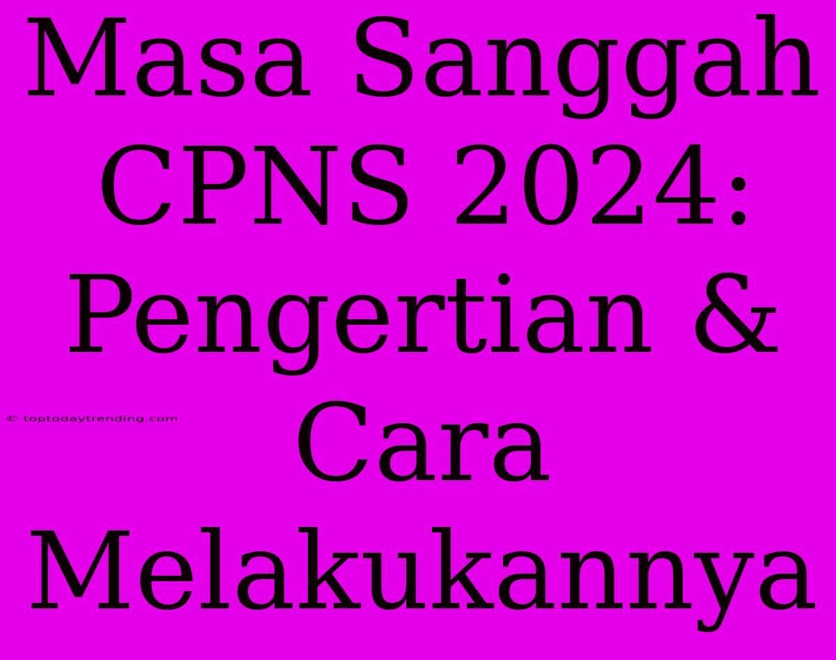 Masa Sanggah CPNS 2024: Pengertian & Cara Melakukannya