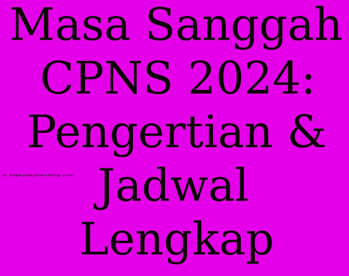 Masa Sanggah CPNS 2024: Pengertian & Jadwal Lengkap