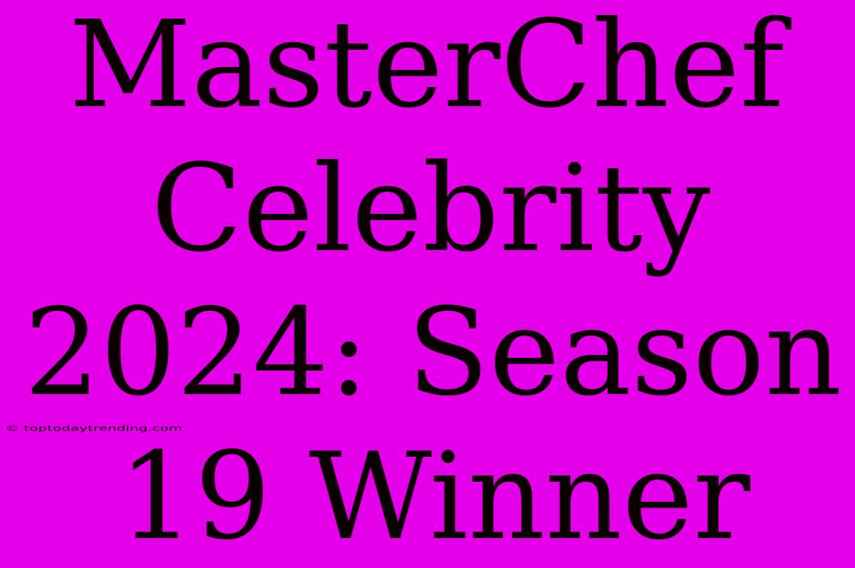 MasterChef Celebrity 2024: Season 19 Winner