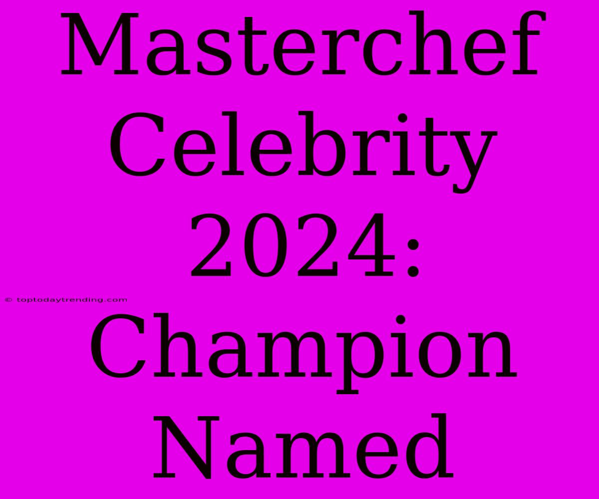 Masterchef Celebrity 2024: Champion Named