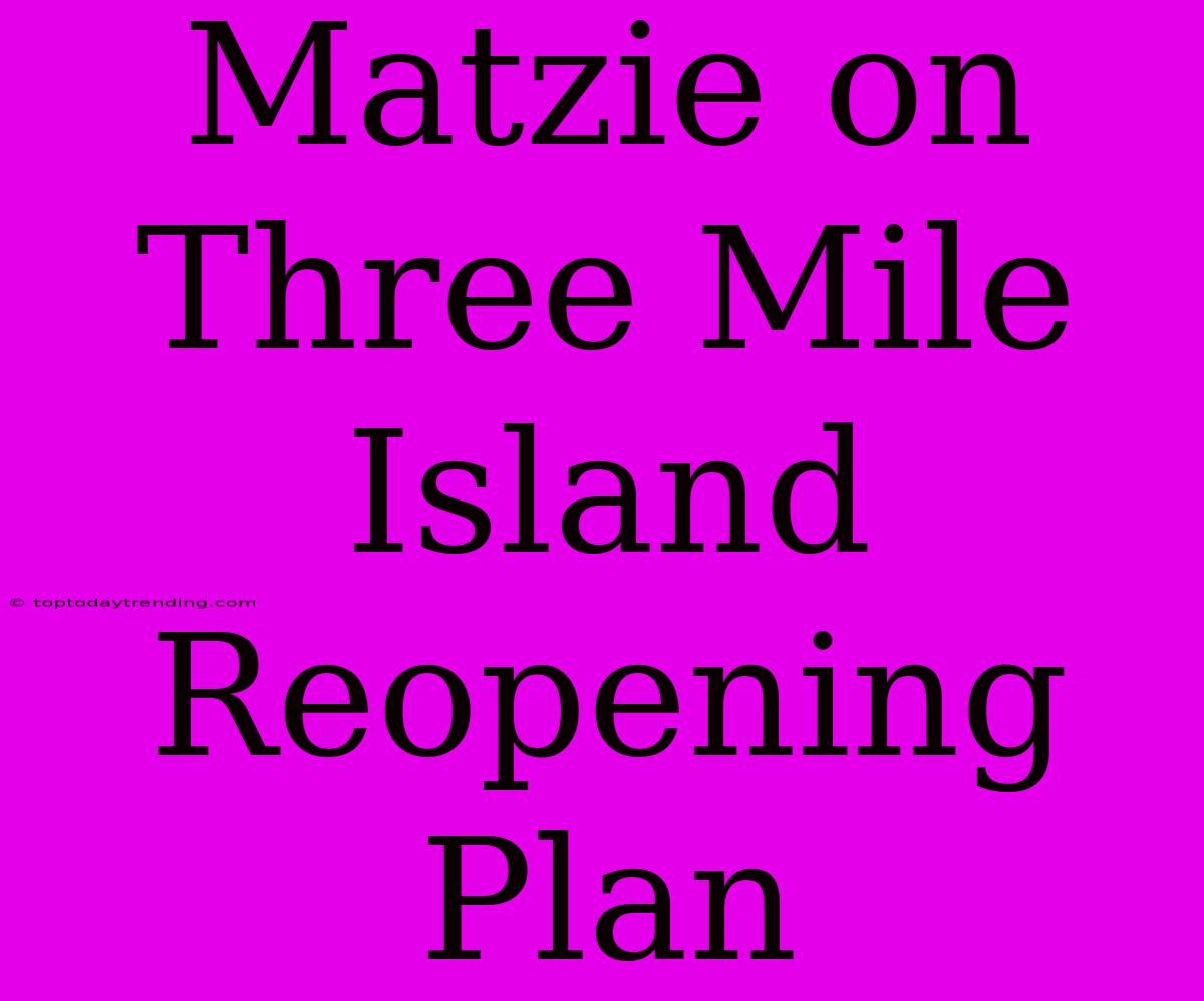 Matzie On Three Mile Island Reopening Plan