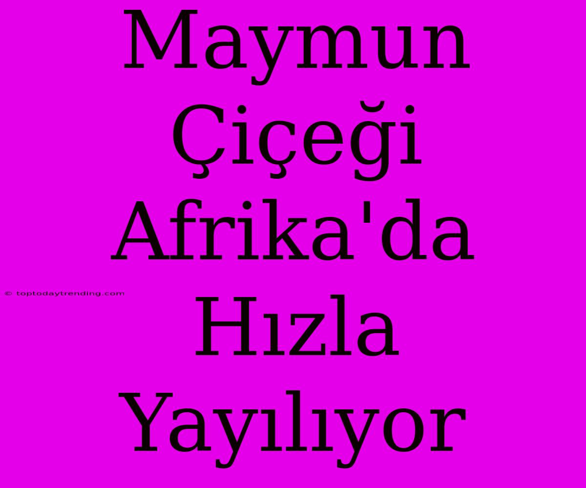 Maymun Çiçeği Afrika'da Hızla Yayılıyor