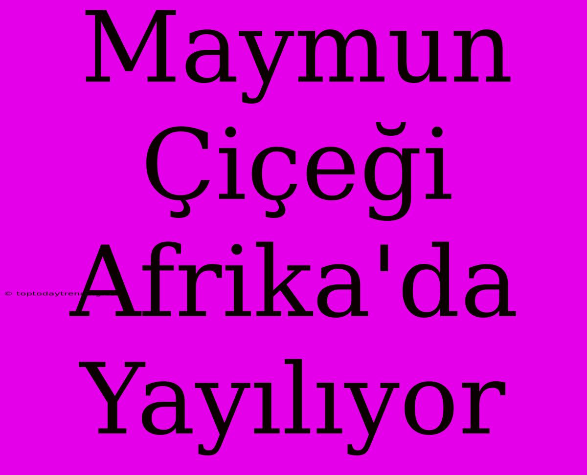 Maymun Çiçeği Afrika'da Yayılıyor