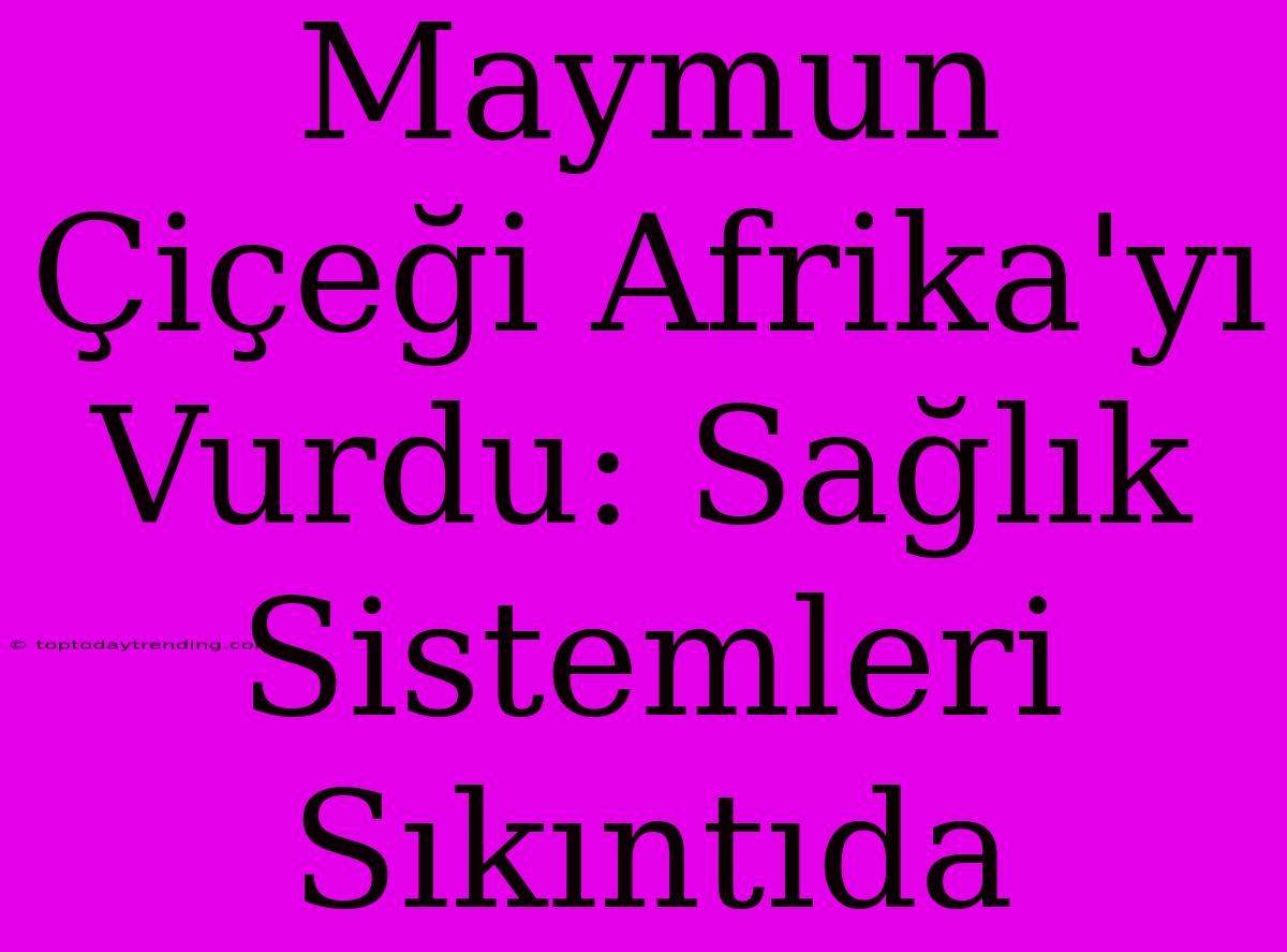 Maymun Çiçeği Afrika'yı Vurdu: Sağlık Sistemleri Sıkıntıda