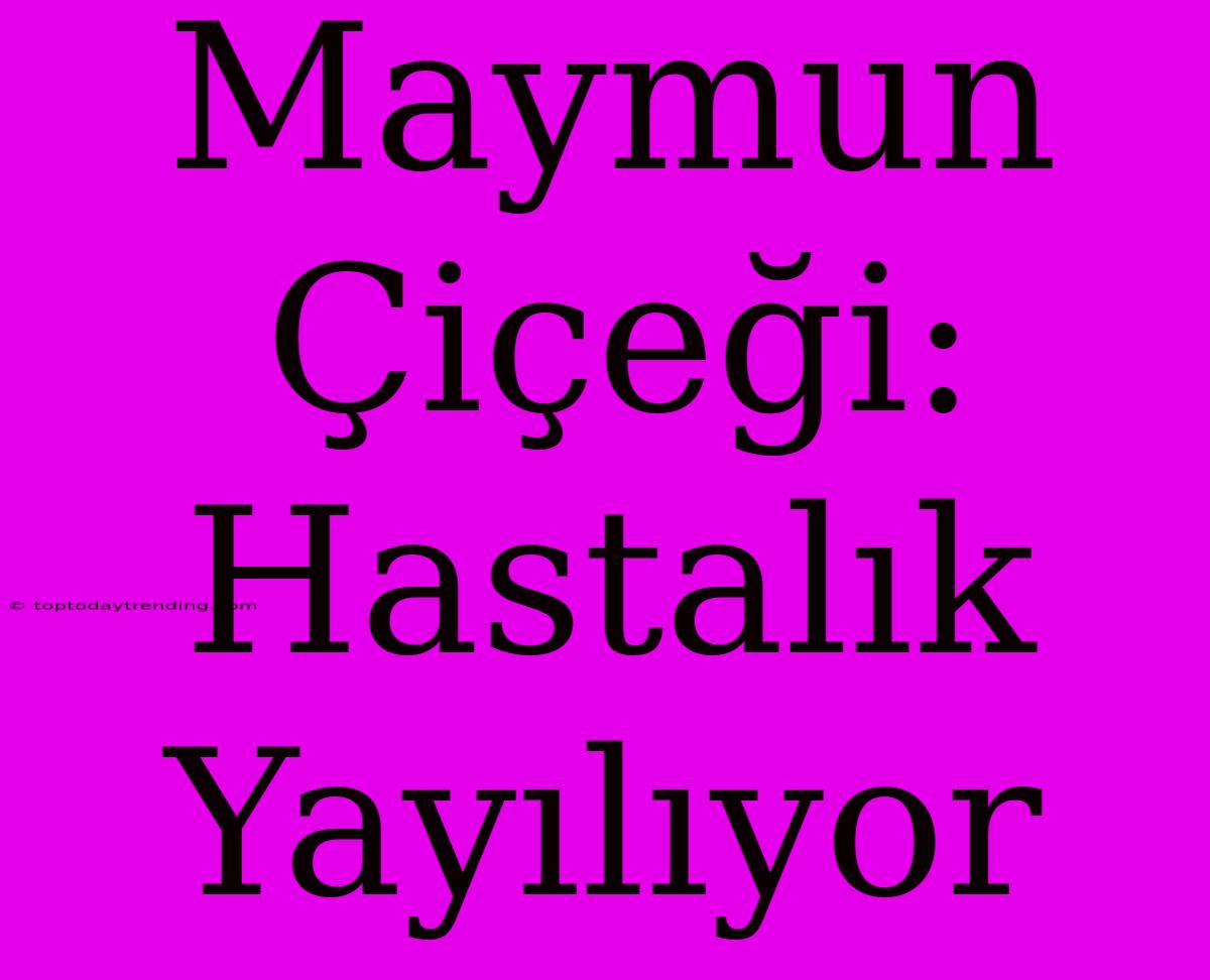 Maymun Çiçeği: Hastalık Yayılıyor