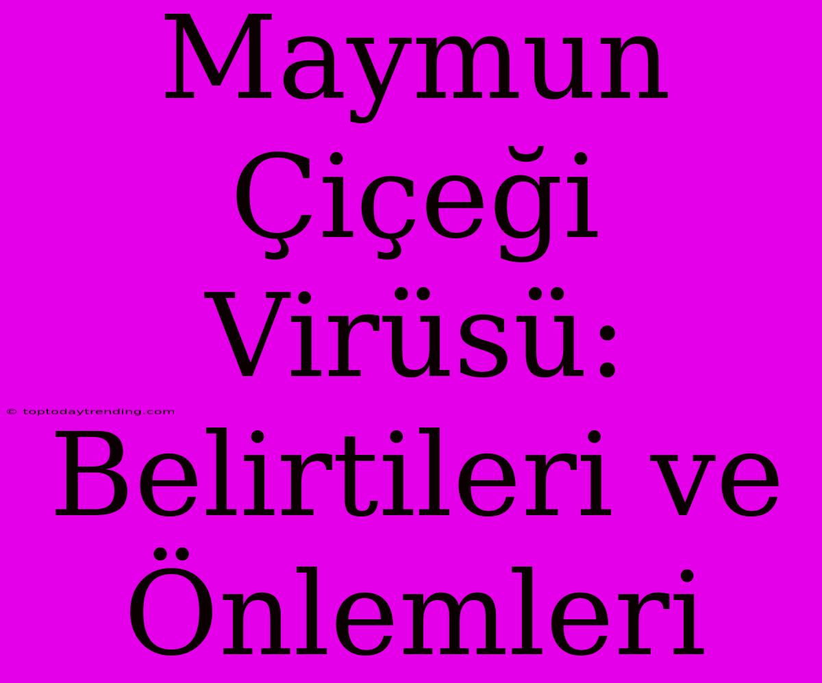 Maymun Çiçeği Virüsü: Belirtileri Ve Önlemleri