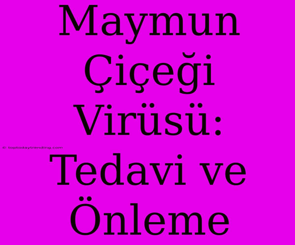 Maymun Çiçeği Virüsü: Tedavi Ve Önleme