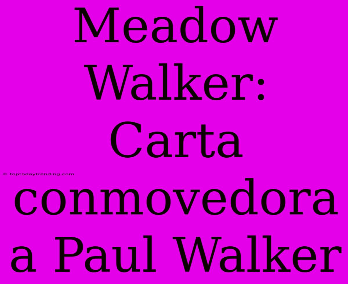 Meadow Walker: Carta Conmovedora A Paul Walker