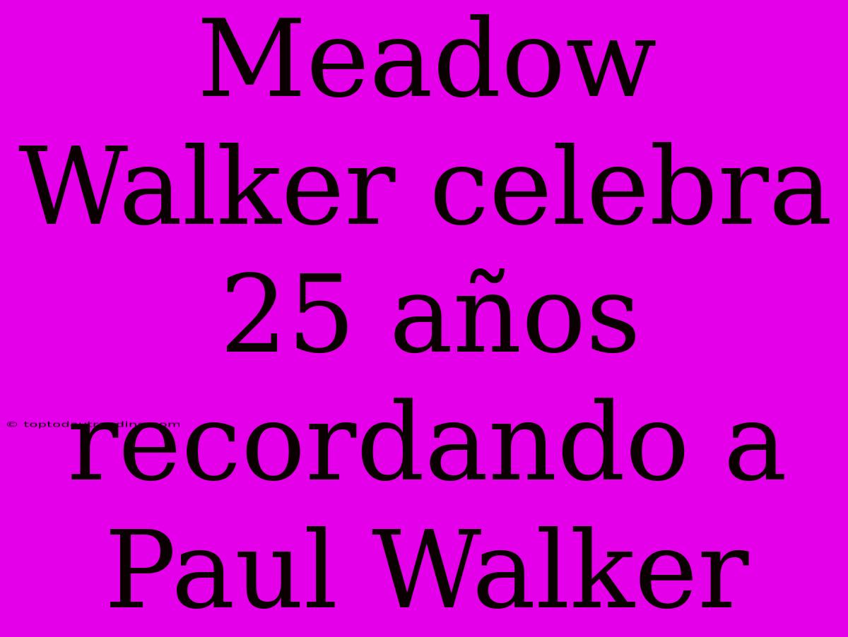 Meadow Walker Celebra 25 Años Recordando A Paul Walker