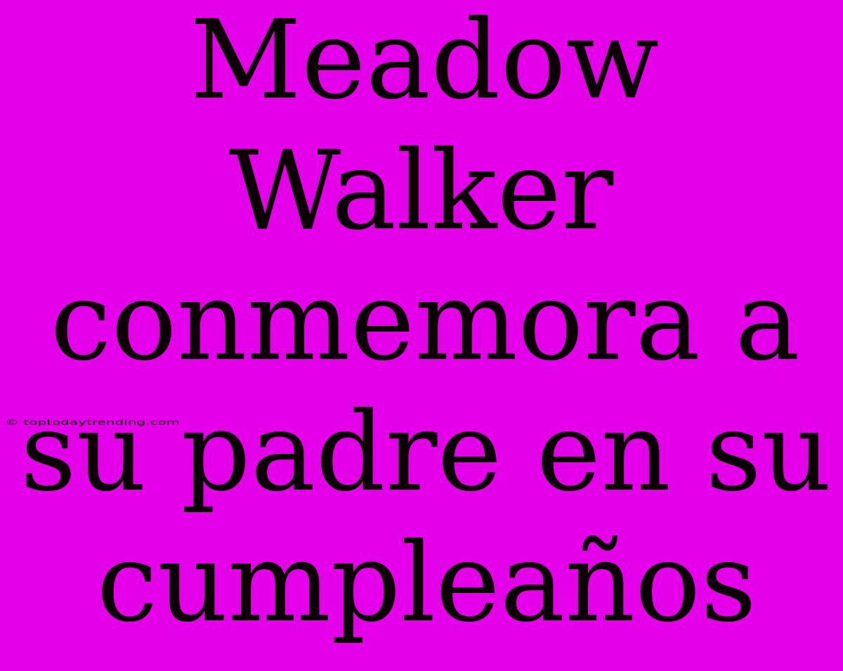 Meadow Walker Conmemora A Su Padre En Su Cumpleaños