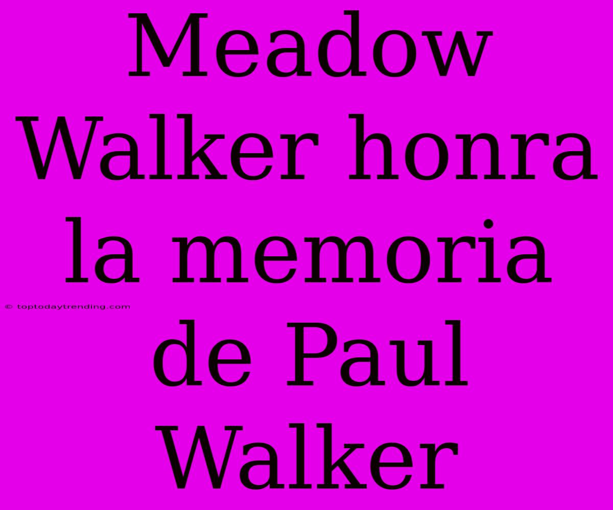 Meadow Walker Honra La Memoria De Paul Walker