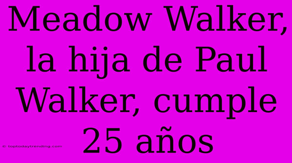 Meadow Walker, La Hija De Paul Walker, Cumple 25 Años