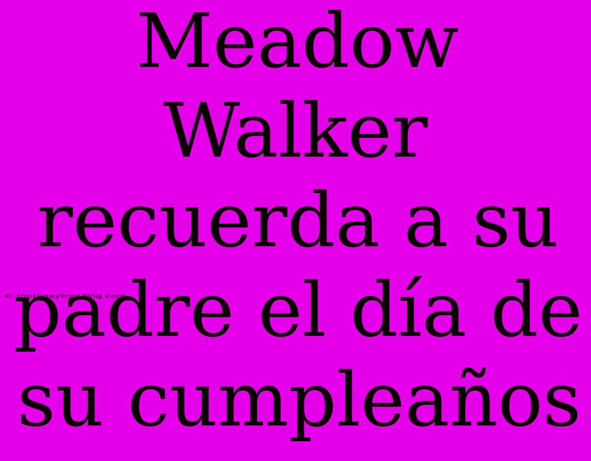 Meadow Walker Recuerda A Su Padre El Día De Su Cumpleaños