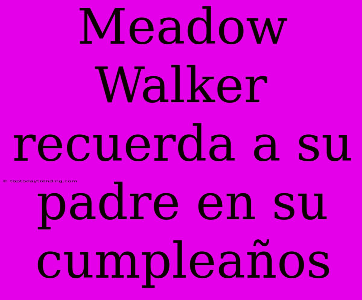 Meadow Walker Recuerda A Su Padre En Su Cumpleaños