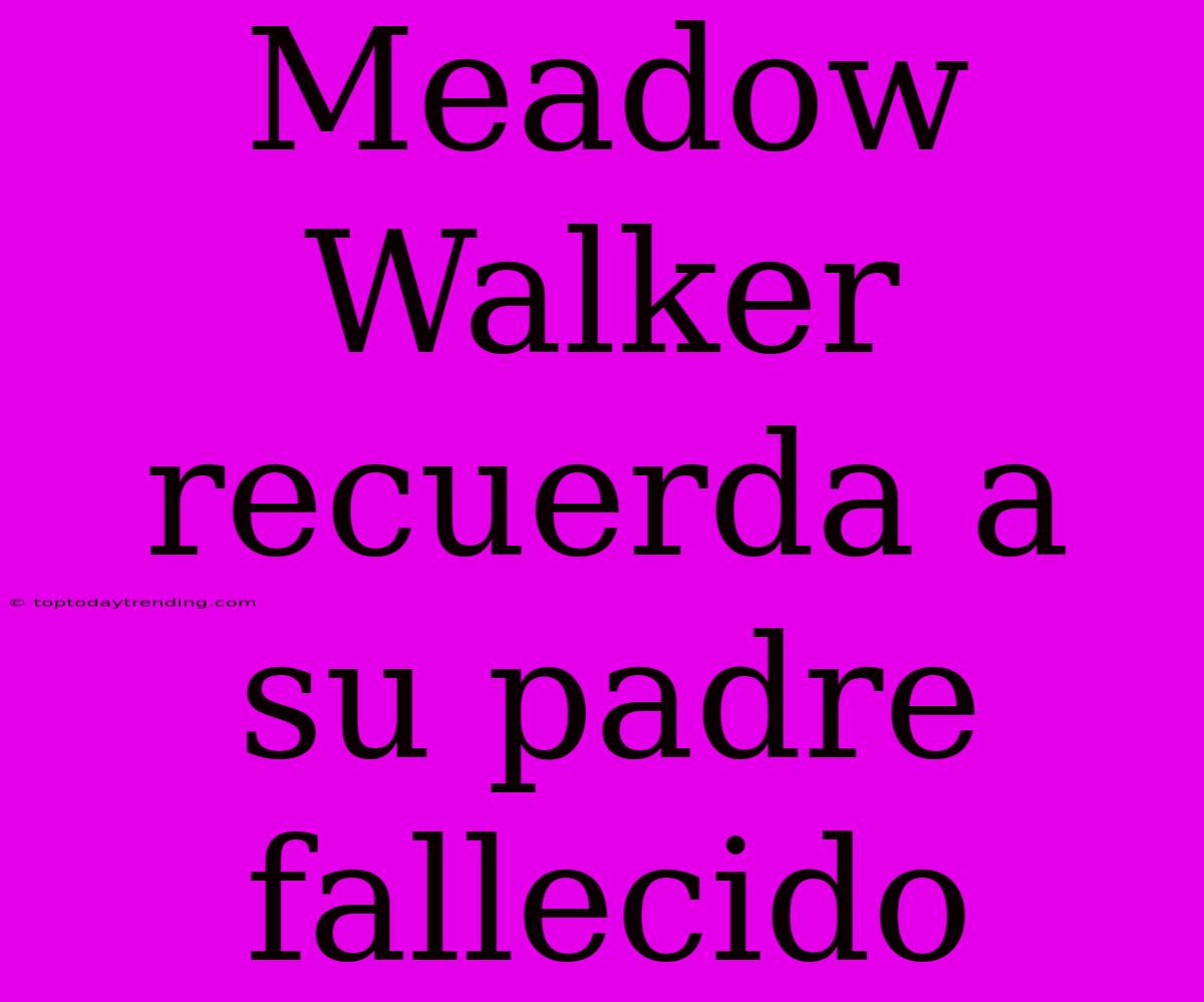 Meadow Walker Recuerda A Su Padre Fallecido