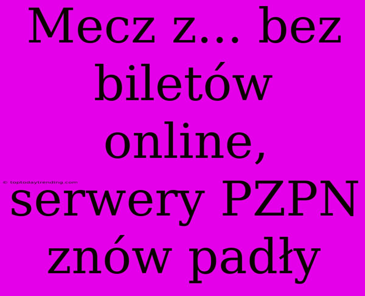 Mecz Z... Bez Biletów Online, Serwery PZPN Znów Padły