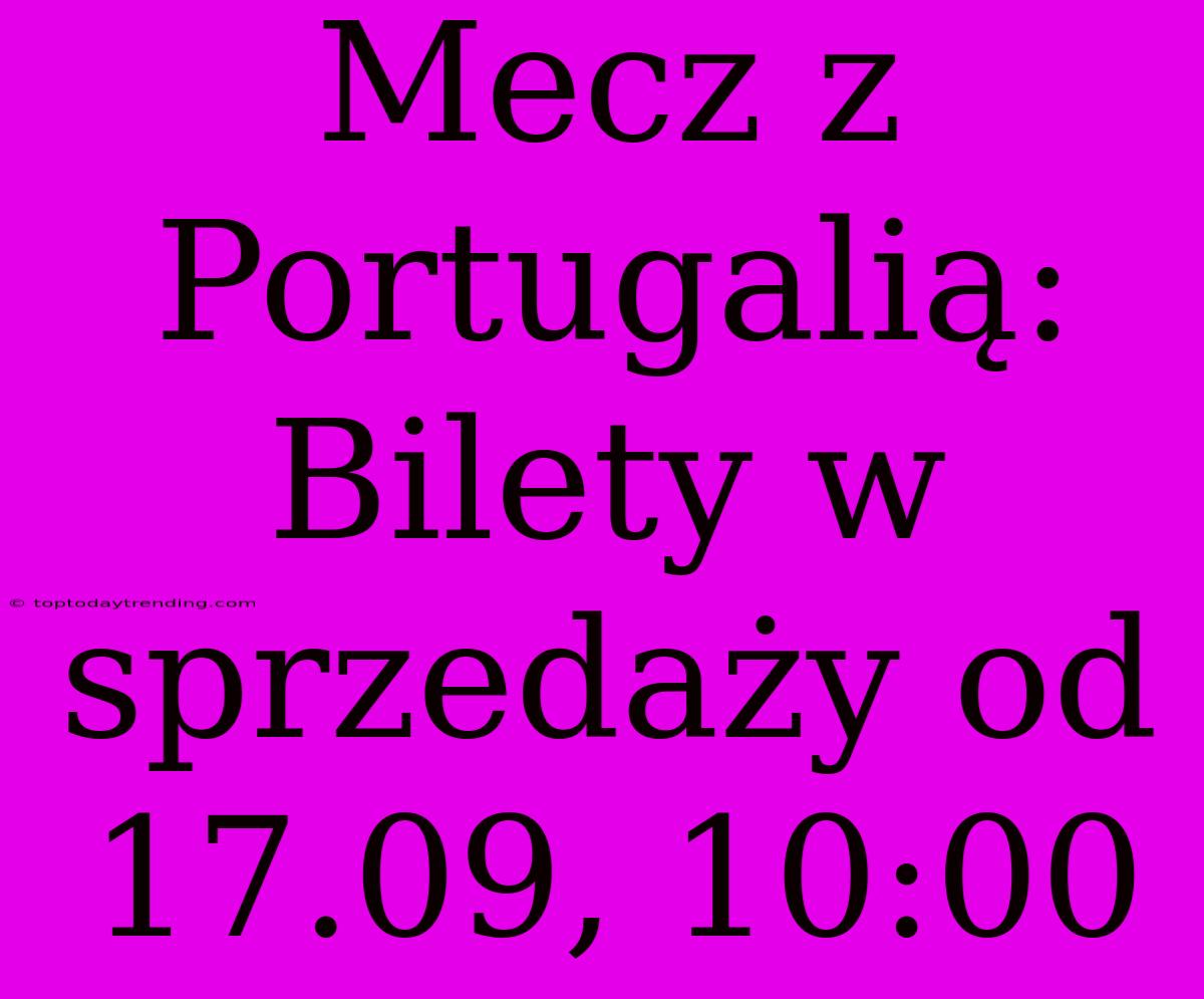 Mecz Z Portugalią: Bilety W Sprzedaży Od 17.09, 10:00