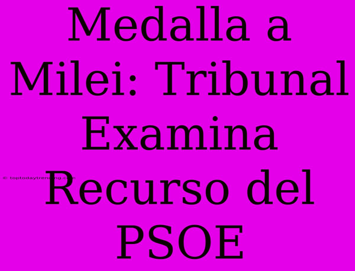 Medalla A Milei: Tribunal Examina Recurso Del PSOE