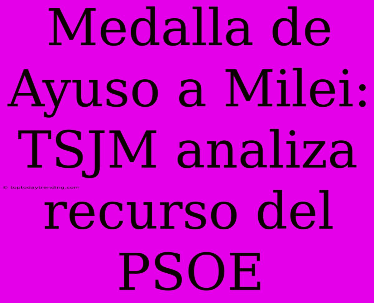 Medalla De Ayuso A Milei: TSJM Analiza Recurso Del PSOE