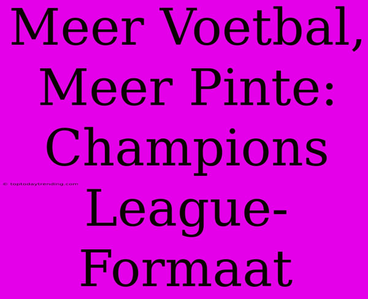 Meer Voetbal, Meer Pinte: Champions League-Formaat