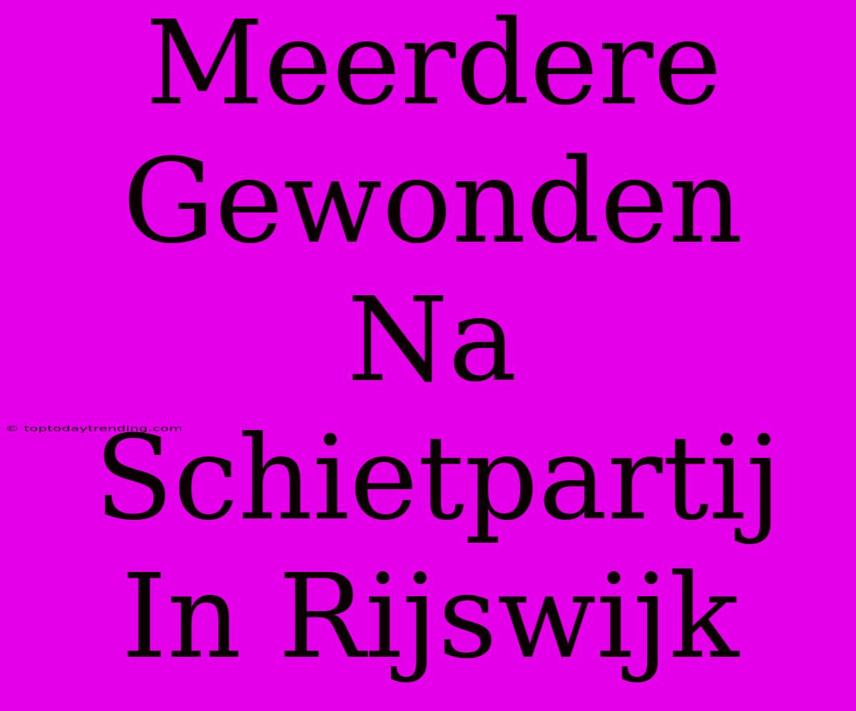 Meerdere Gewonden Na Schietpartij In Rijswijk