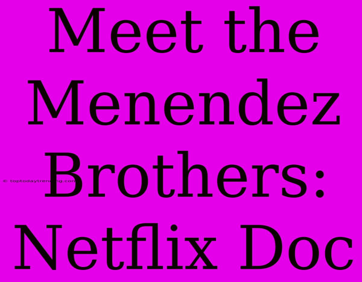 Meet The Menendez Brothers: Netflix Doc