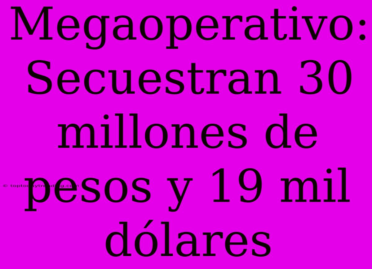 Megaoperativo: Secuestran 30 Millones De Pesos Y 19 Mil Dólares