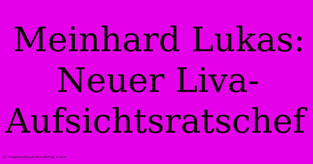 Meinhard Lukas: Neuer Liva-Aufsichtsratschef