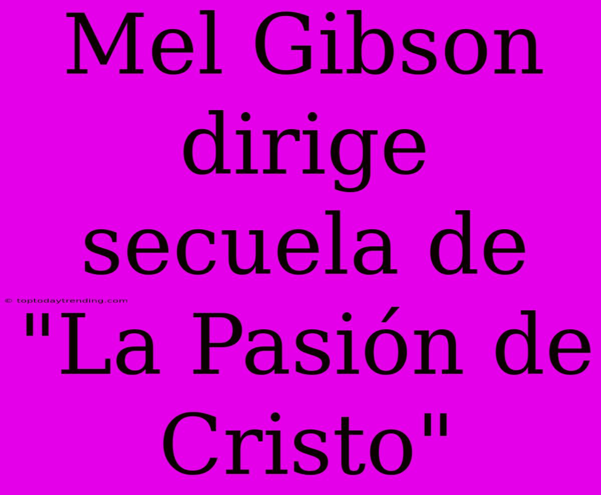 Mel Gibson Dirige Secuela De 