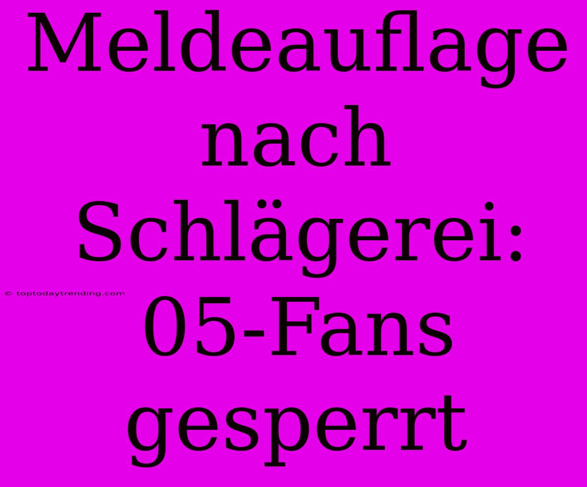 Meldeauflage Nach Schlägerei: 05-Fans Gesperrt