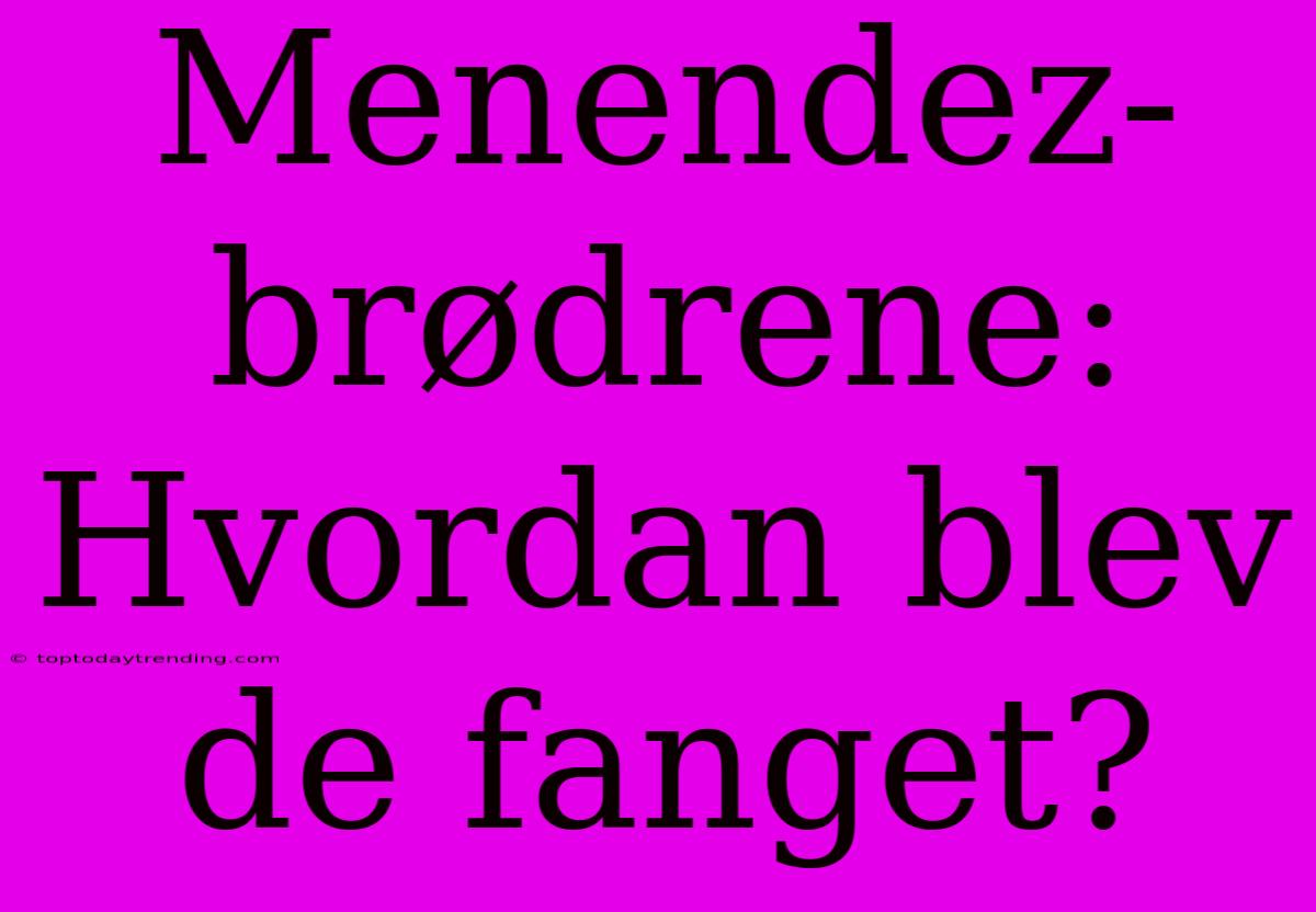 Menendez-brødrene: Hvordan Blev De Fanget?