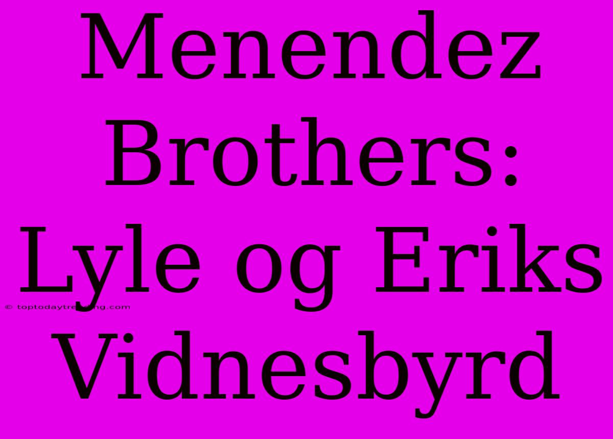 Menendez Brothers: Lyle Og Eriks Vidnesbyrd